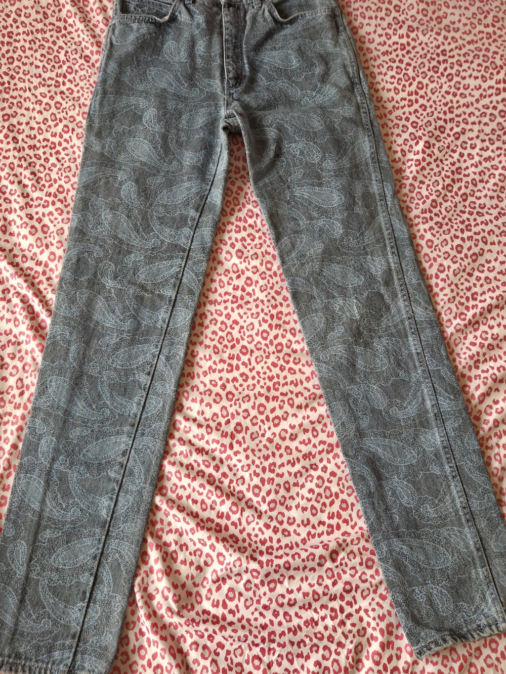 Paisley-Print Light Wash Vintage 80s/90s MoonJeans Women's Straight Jeans